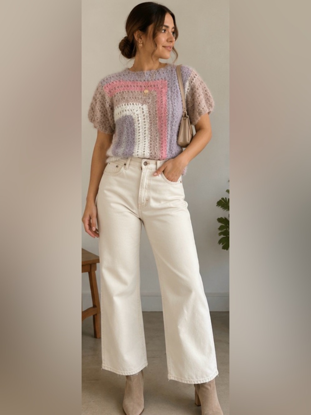 Handmade crochet top 
Wave stitch texture size M